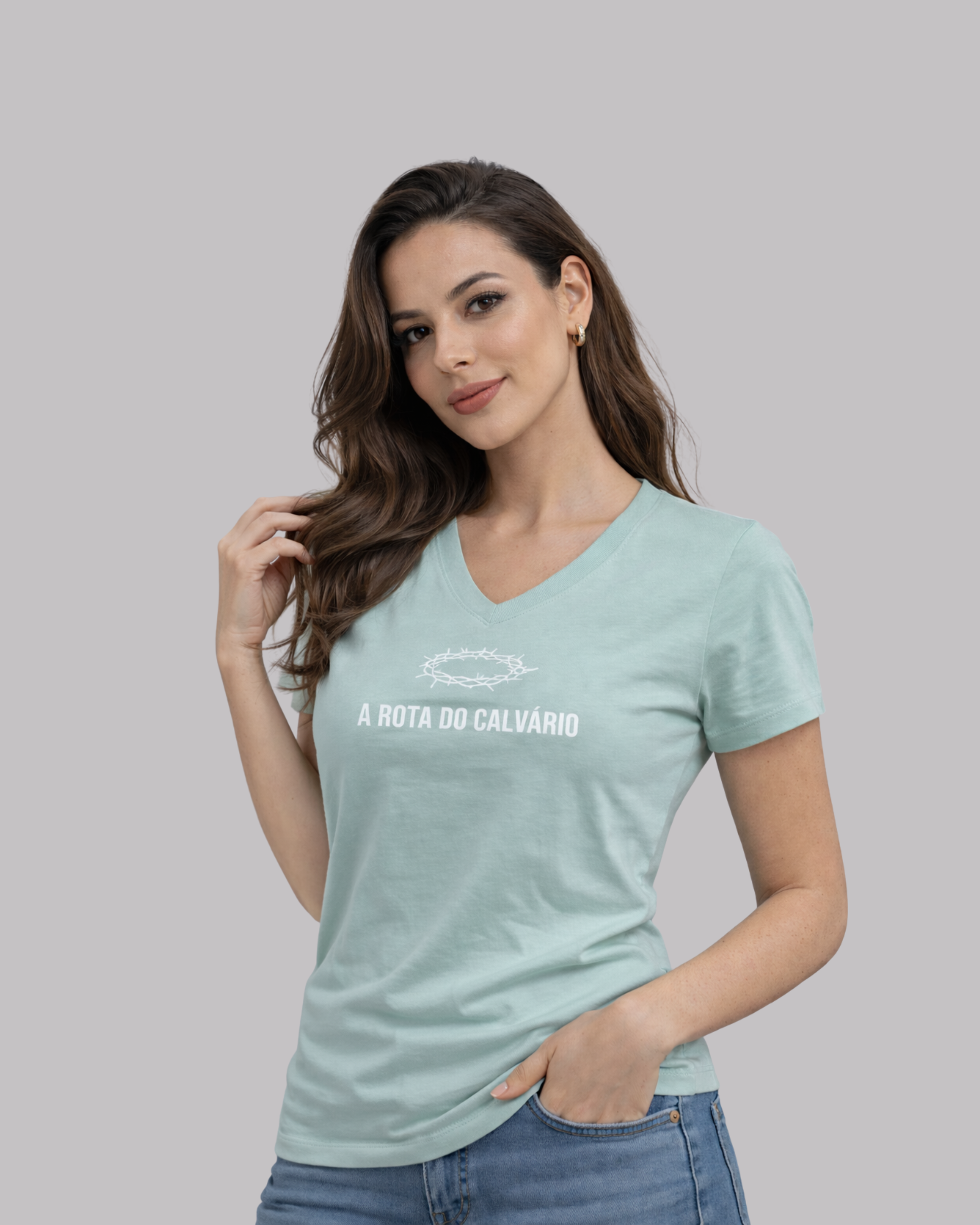 Camiseta Baby Look Verde Hering Premium - A Rota do Calvário