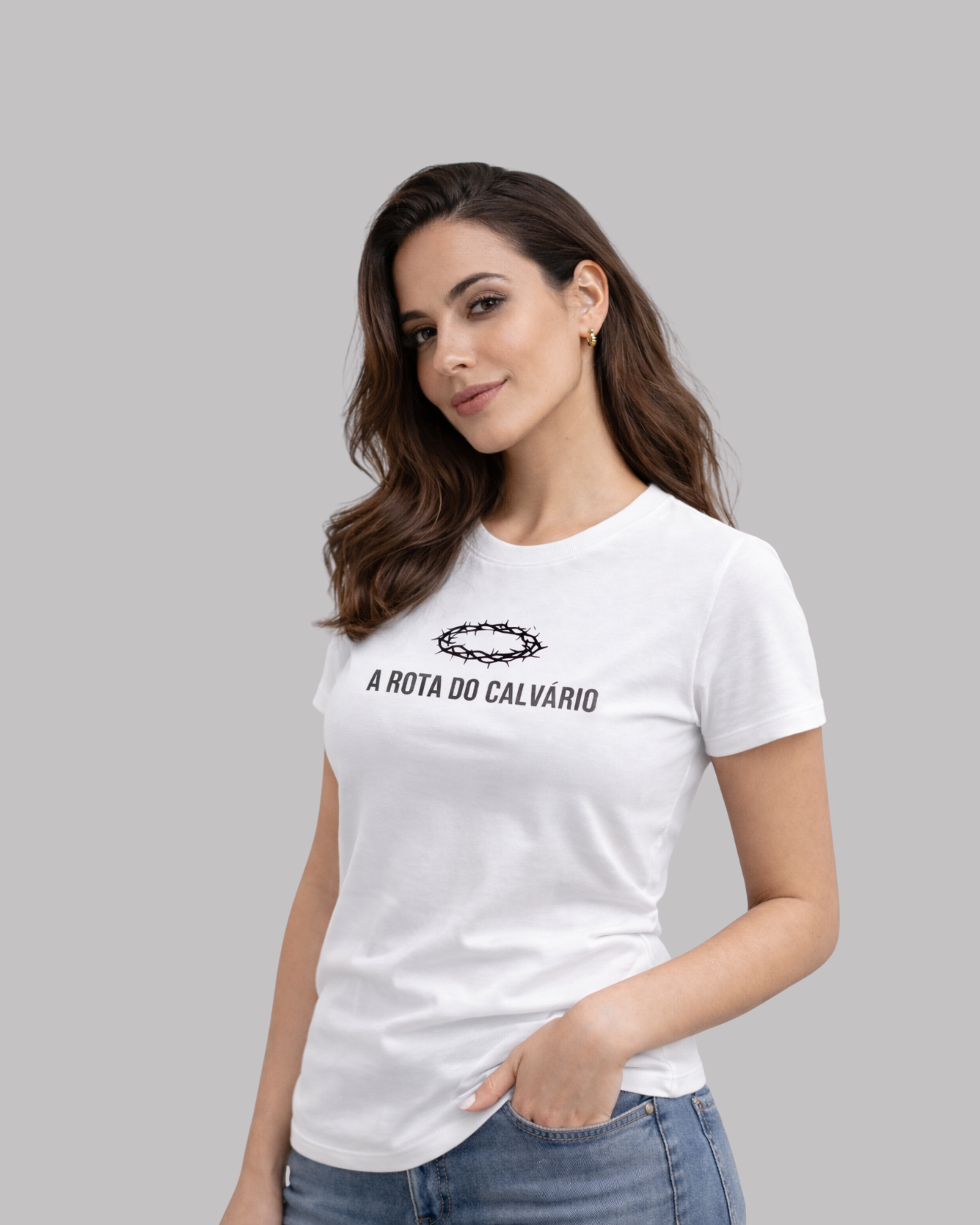 Camiseta Baby Look Branca Hering Premium - A Rota do Calvário