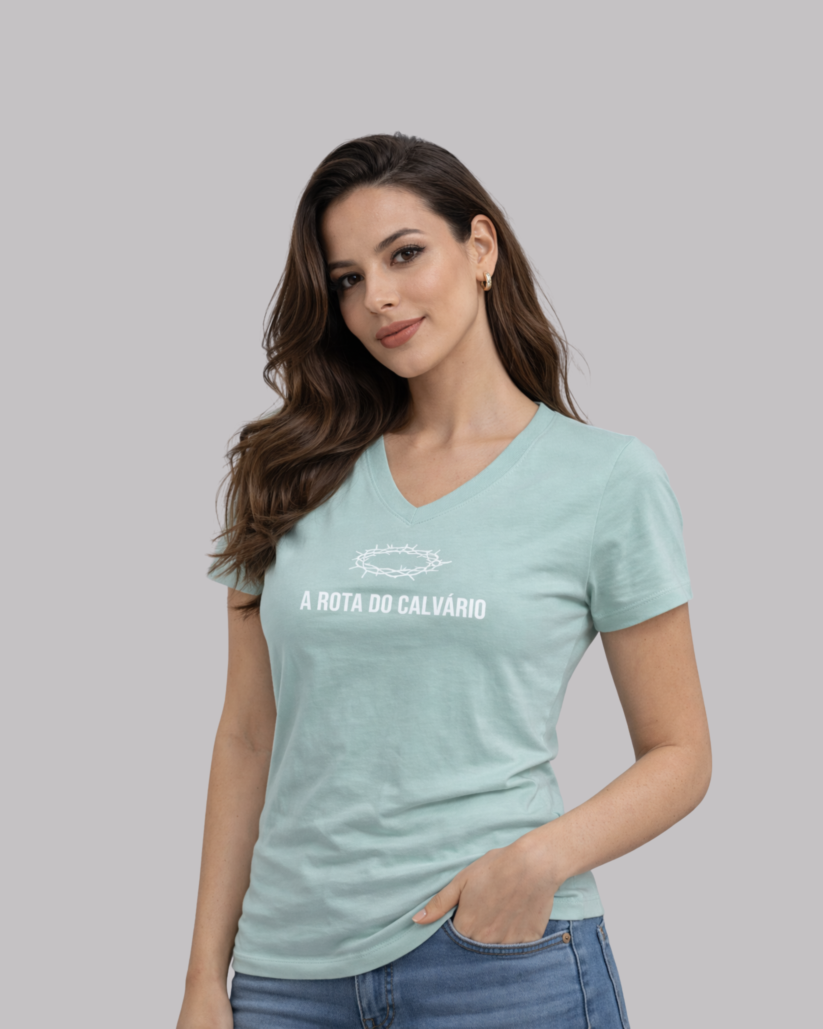 Camiseta Baby Look Verde Hering Premium - A Rota do Calvário