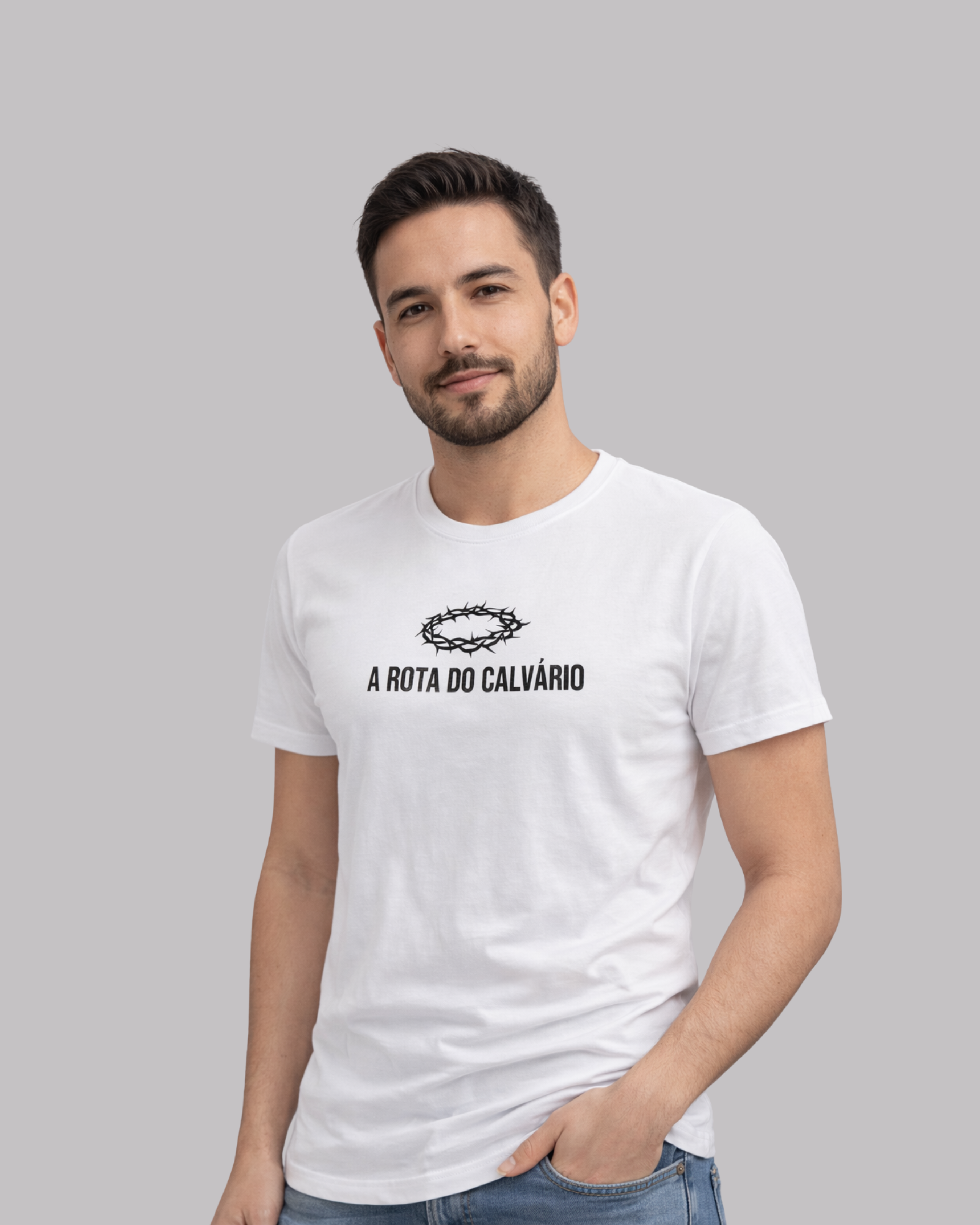 Camiseta Hering Masculina Branca Premium - A Rota do Calvário