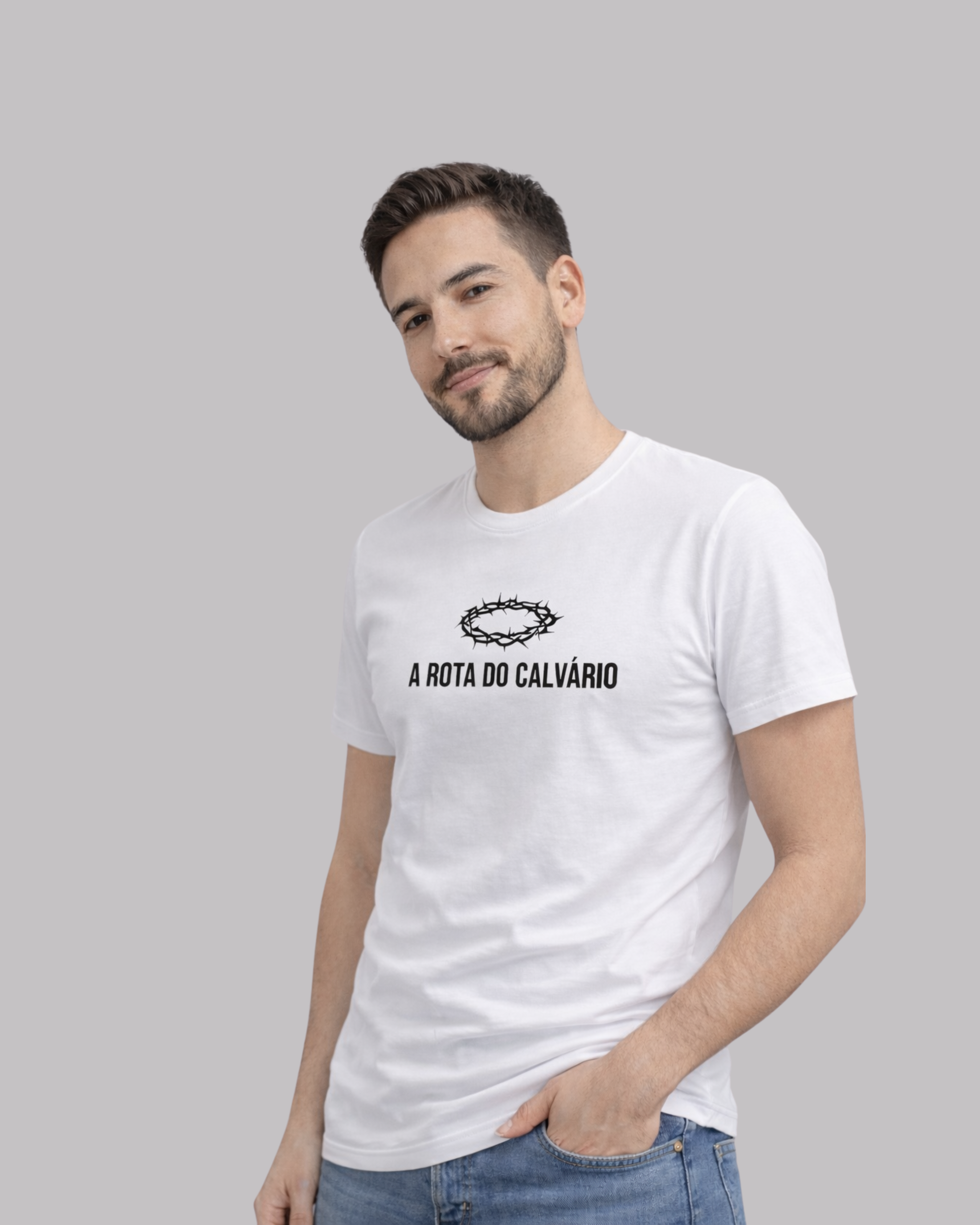 Camiseta Hering Masculina Branca Premium - A Rota do Calvário