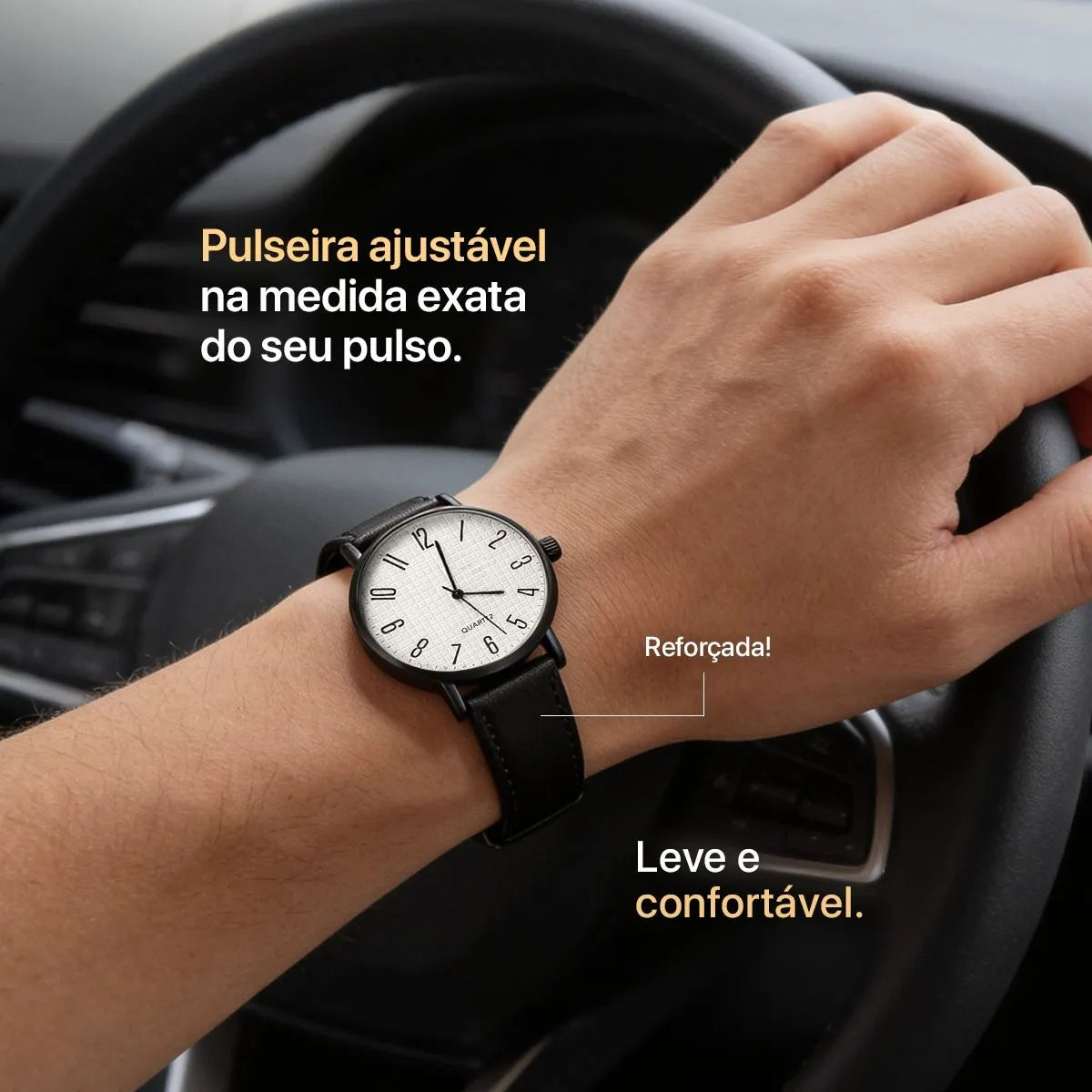 Relógio Premium Social Masculino Inoxidável Aço Branco Moda Preto Branco